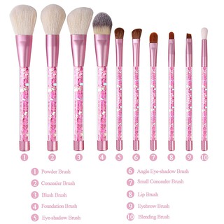 Bộ 10 cọ trang điểm cán pha lê