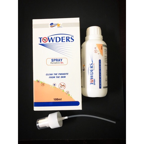 TOWDERS SPRAY - xịt towders làm sạch kí sinh trùng khỏi da chai 100ml - Derma Skin