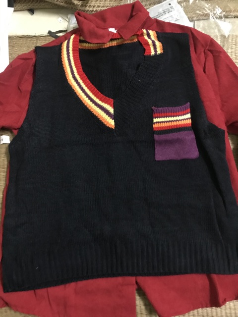 Set áo sơ mi nhung + gile len IU ulzzang