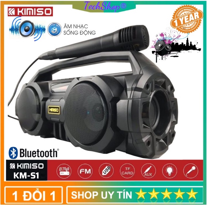 Loa Bluetooth - Loa KIMISO KM-S1 (Tặng Mic Hát Karaoke) Âm Bass Trầm To -Hát Karaoke Trong Rõ Ràng [Đổi 1 Trong 10 Ngày]