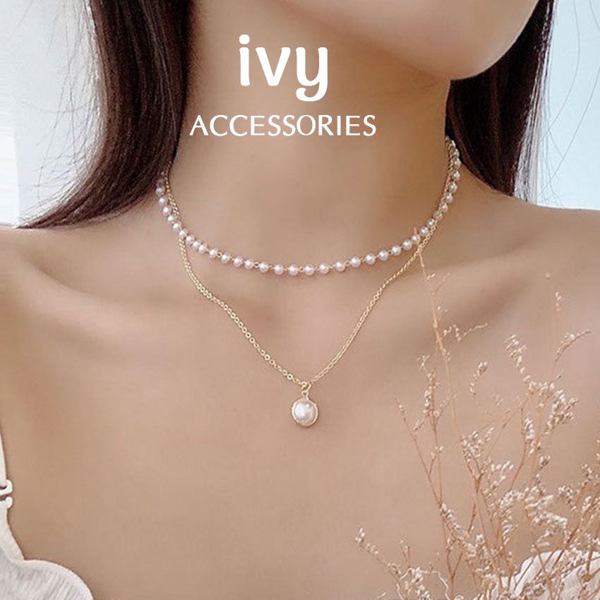Dây chuyền, vòng cổ hạt trai mặt hạt trai xinh xắn nữ tính, đeo được nhiều kiểu C29 Ivy.acc