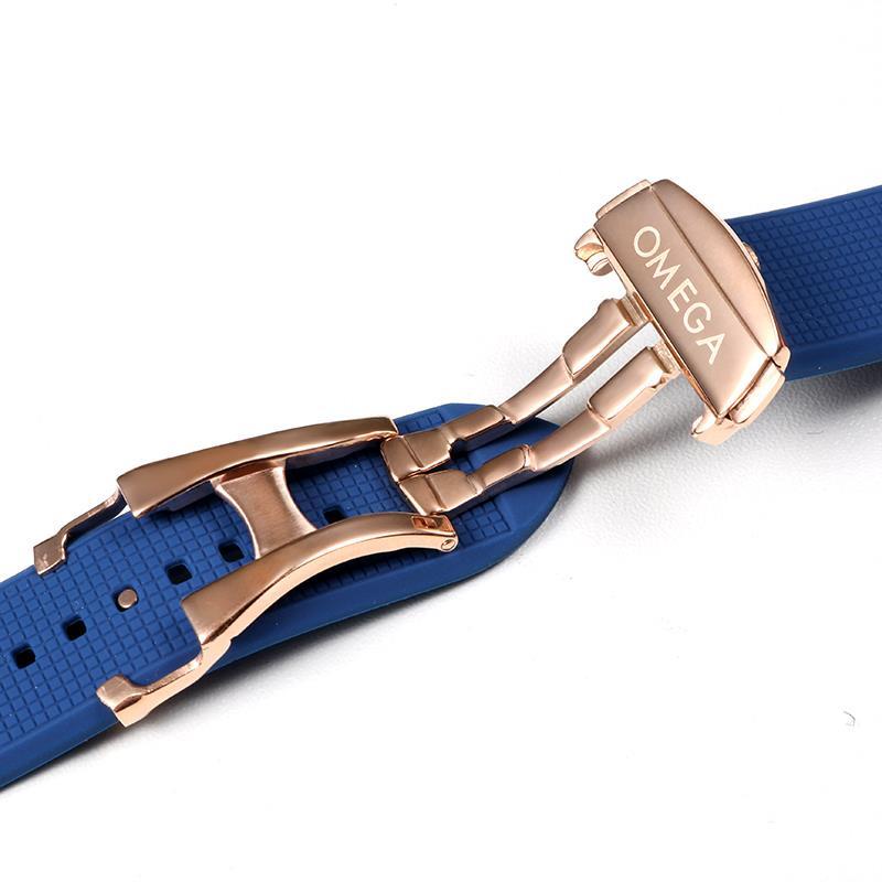 Dây Đồng Hồ Đeo Tay Thời Trang Bằng Cao Su Silicone Cao Cấp Omega Butterfly Flying 300 Seahorse 600 Omega 21mm