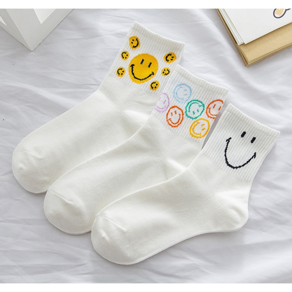 Tất Cao Cổ Dora Họa Tiết Smile vàng