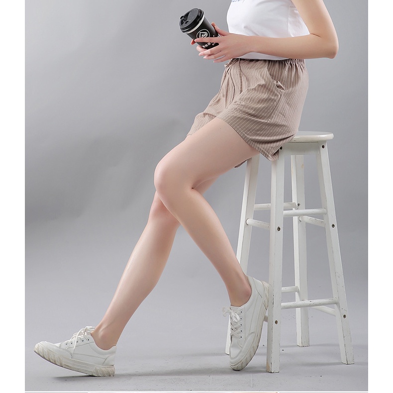 Quần đùi mặc nhà nữ ,Quần short nữ cạp chun có dây buộc chất đũi mát mặc đi biển, đi chơi mùa hè Qt36