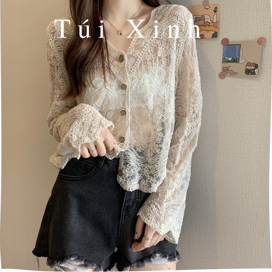 💕 Áo ren họa tiết thời trang, áo cardigan dài tay💕 | BigBuy360 - bigbuy360.vn