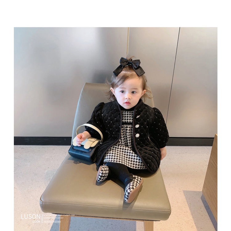 ÁO KHOÁC NHUNG TRẦN BÔNG QUẢ TRÁM dễ thương cho bé gái