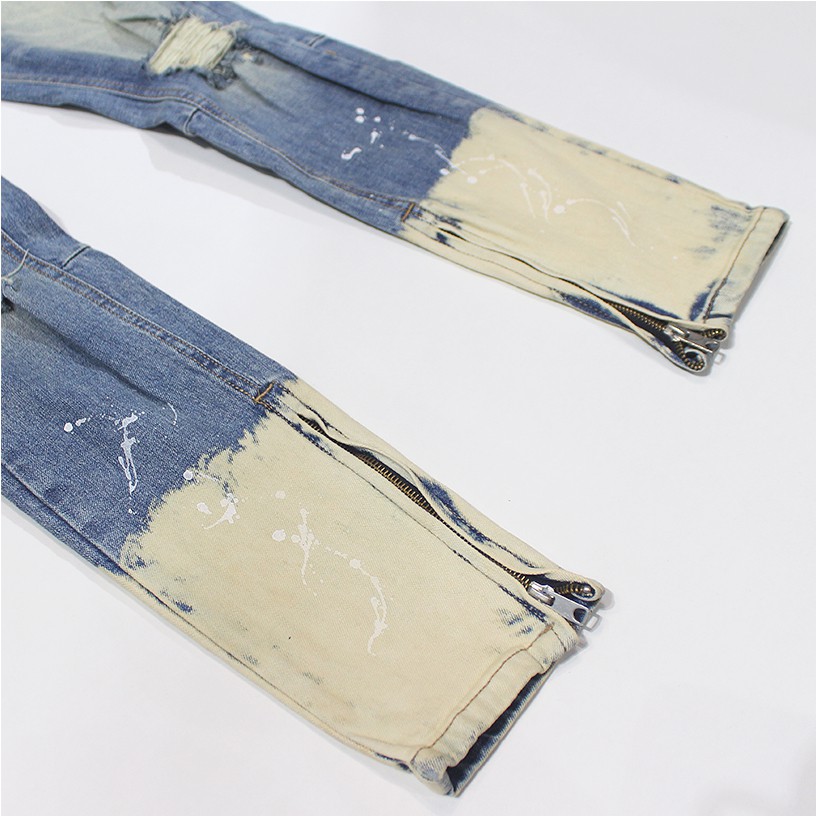 Quần jean zipper Pacsun xanh vẩy sơn ✅ Quần jean Pacsun ✅ Chất jean co giãn cao cấp Daddyst