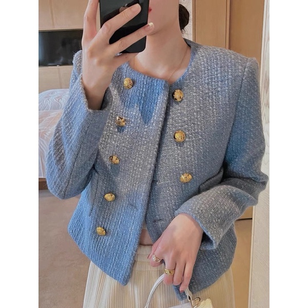Áo khoác dạ cổ lông/ áo dạ tweed cao cấp dành cho nữ
