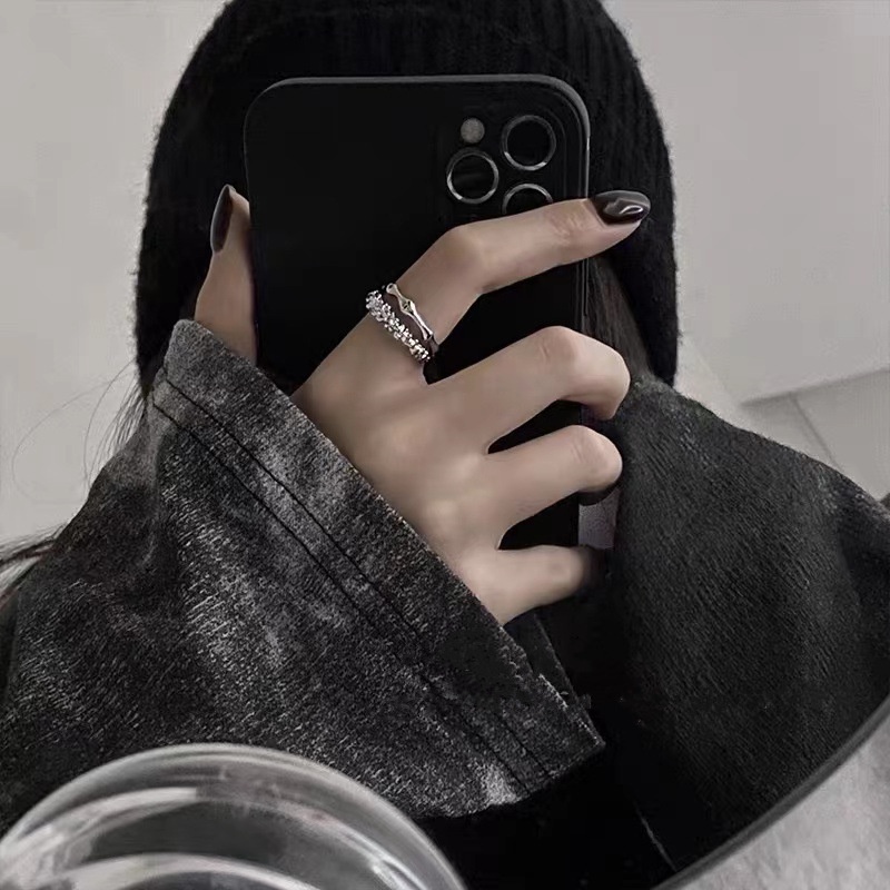 Nhẫn Hai Lớp Đính Đá Phong Cách Thời Trang Hàn Quốc