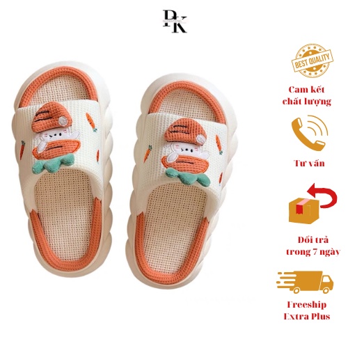 Dép vải bông quai ngang đế bánh mỳ, dép đi trong nhà hình CÀ RỐT DP02