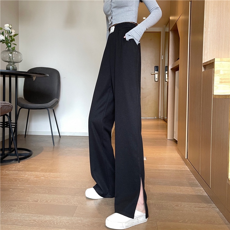 Quần ống rộng lưng cao thiết kế mới kiểu dáng đơn giản năng động thời trang