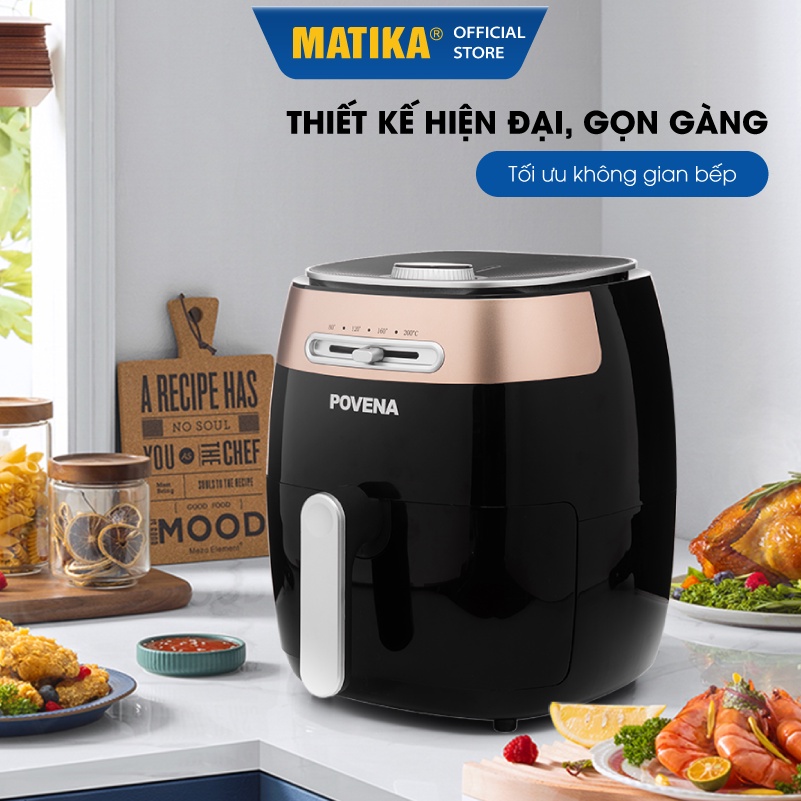 [Mã BMBAU300 giảm 10% đơn 499K] [Mã ELHADEV giảm 4% đơn 300K] Nồi Chiên Không Dầu POVENA 5.5L 1500W PVN-5521