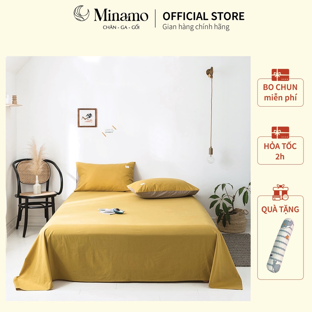 Bộ Ga Gối Cotton TICI Đũi Minamo A02 Đủ Kích Thước, Siêu Mềm Mịn, An Toàn Cho Da - Bảo Hành Chính Hãng Minamo