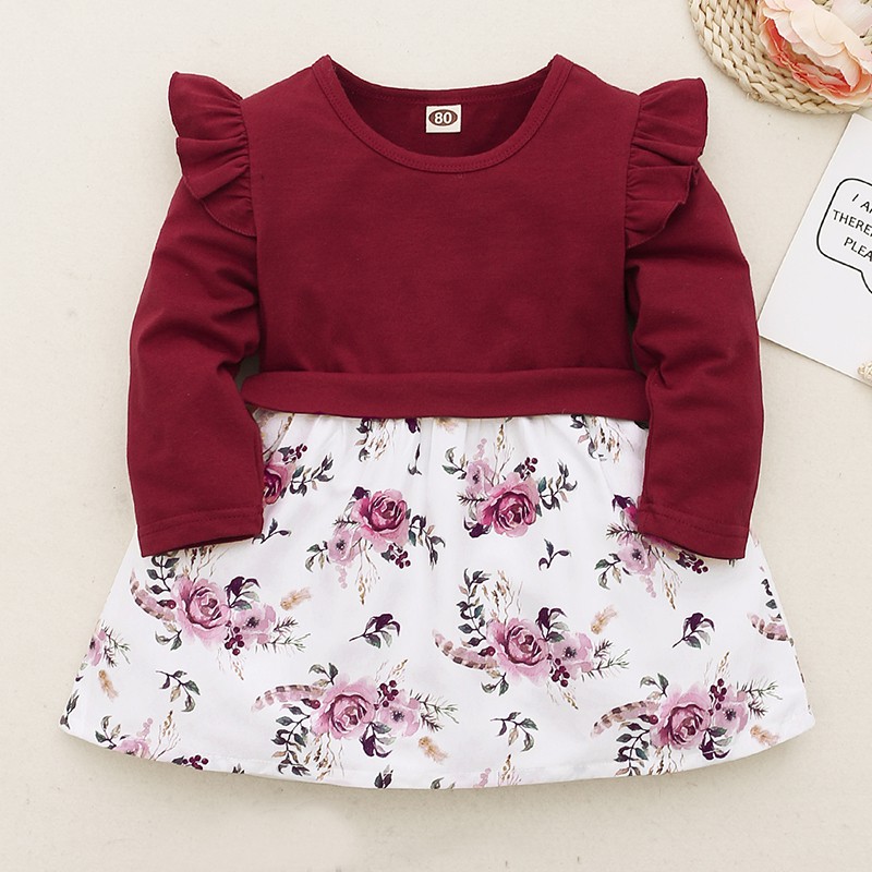 Áo Đầm Mikrdoo Dành Cho Bé Sơ Sinh Thiết Kế Tay Dài In Hình Hoa Dành Cho Bé Dự Tiệc