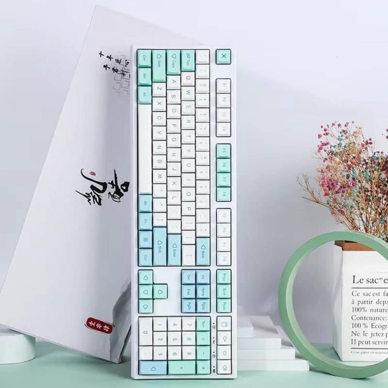 Keycap Cream / Mint PBT Dye - Sub Profile XDA 146key / 130key