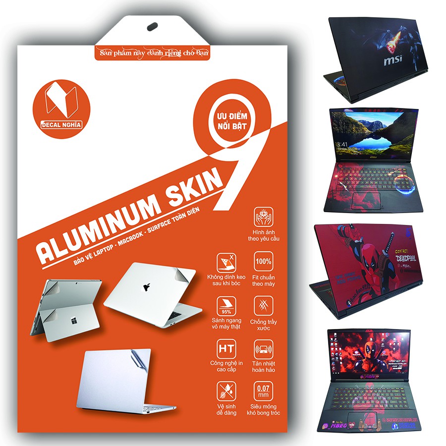 Aluminum skin dán laptop MSI-GV72-7RD