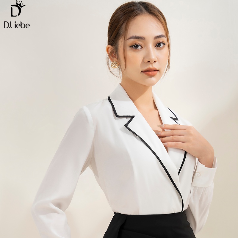 Áo Sơ mi cổ vest viền đen trắng - sm033 | BigBuy360 - bigbuy360.vn