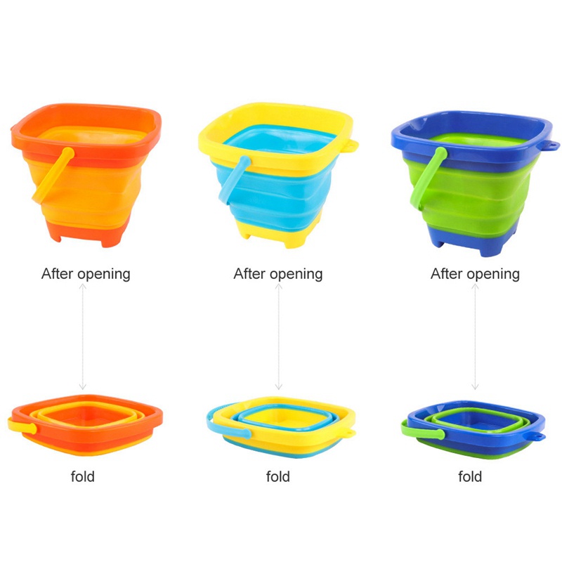 Set 3 Xô Silicone Đựng Cát 2L Có Thể Gấp Gọn Tiện Dụng