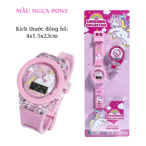 Đồng hồ trẻ em, đồng hồ elsa, ngựa pony, công chúa, búp bê cho bé gái từ 1 đến 10 tuổi Cuội Store