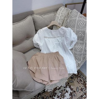 Set áo thô boi chấm tay bồg 2 lớp
