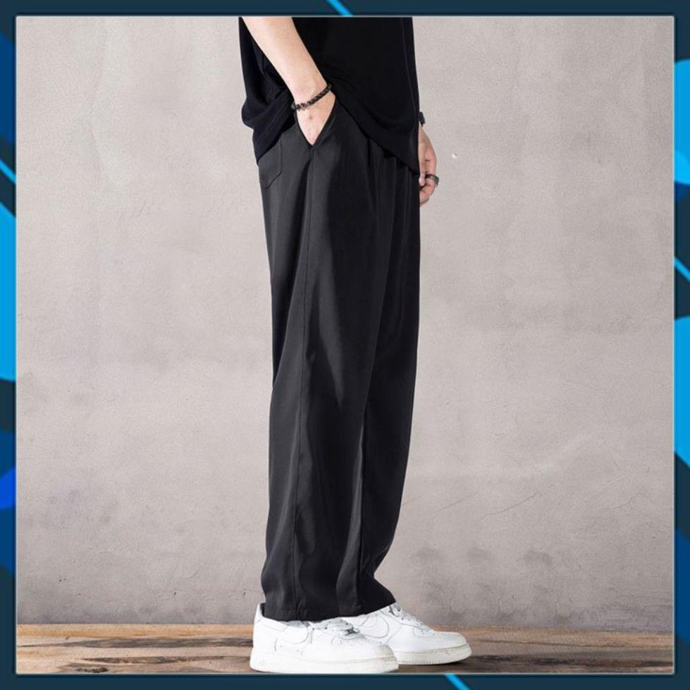 Quần suông ống rộng JUNECO1 - quần suông đen unisex cạp chun QD29