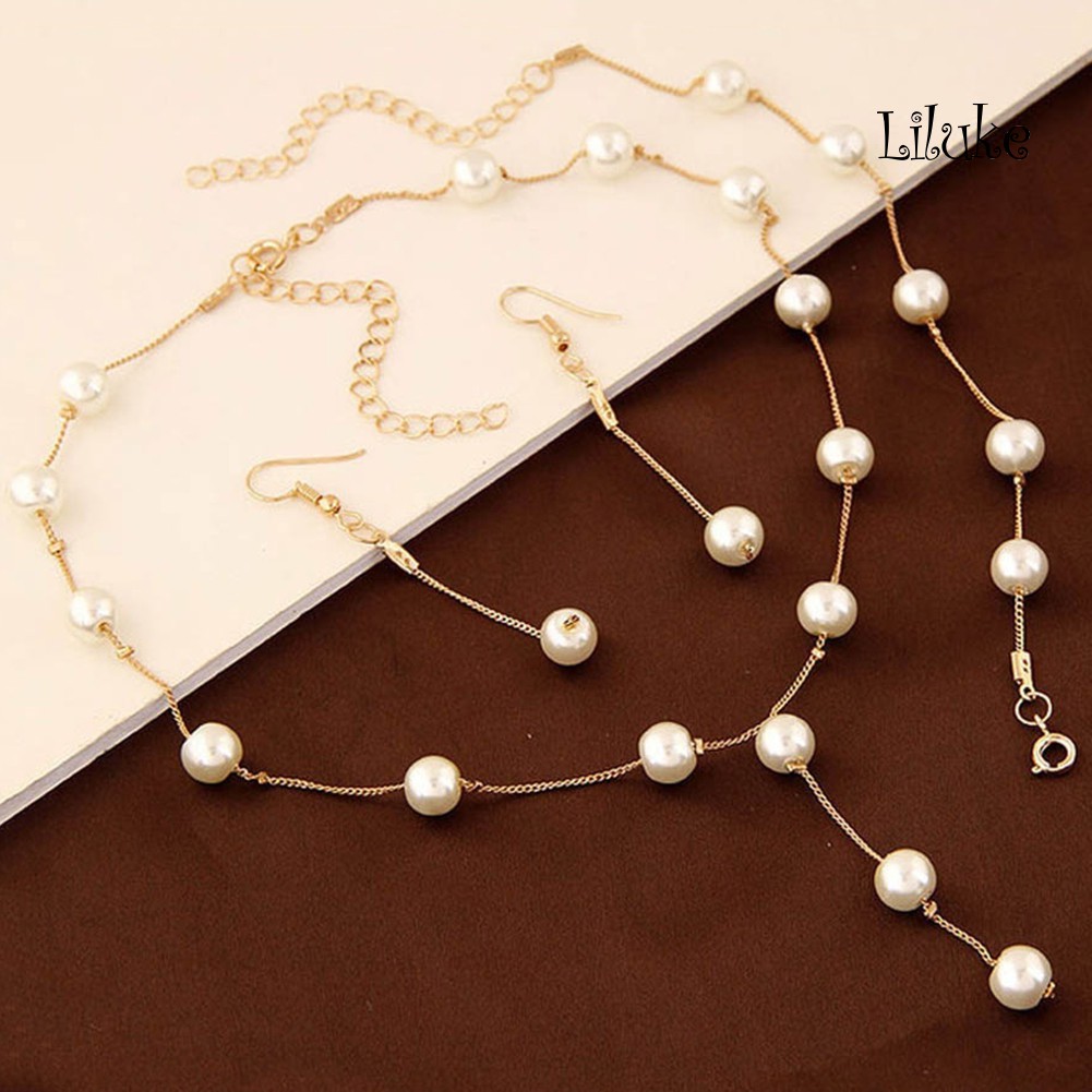 Bộ 3 Món Trang Sức Ngọc Trai Nhân Tạo Thời Trang Dành Cho Nữ