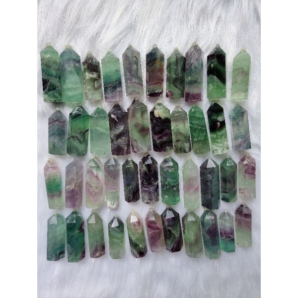 Trụ đá thanh tẩy Fluorite đa sắc nhiều màu hàng chất đẹp, dùng trong T