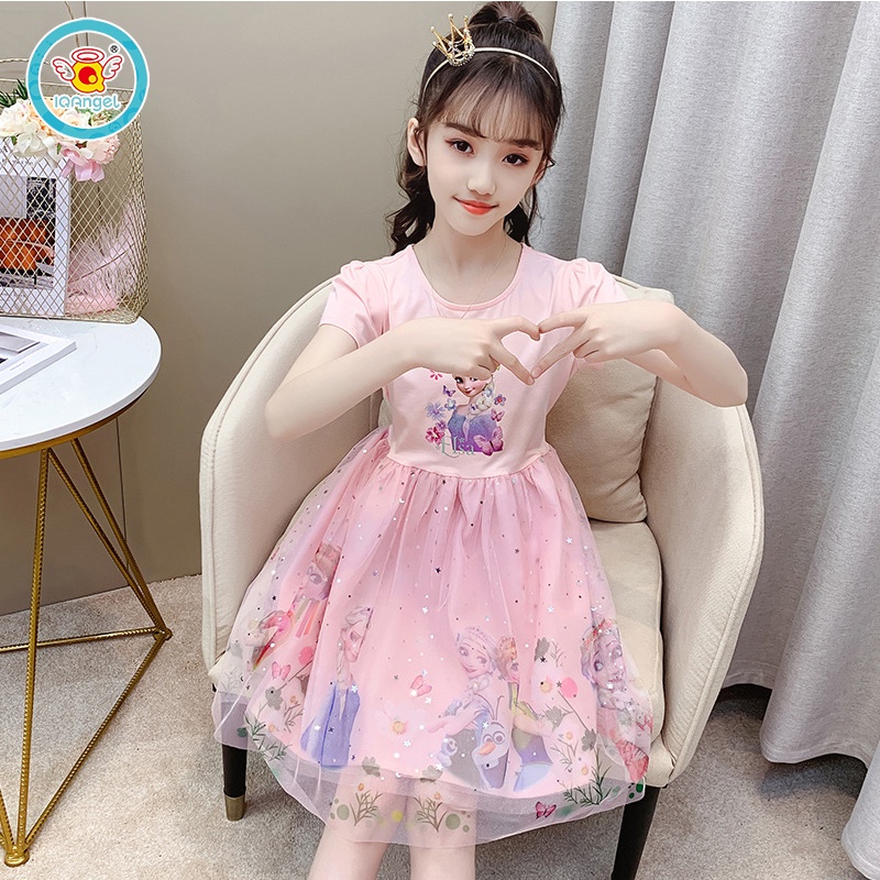 Đầm công chúa elsa IQ ANGEL xinh xắn thời trang dành cho bé