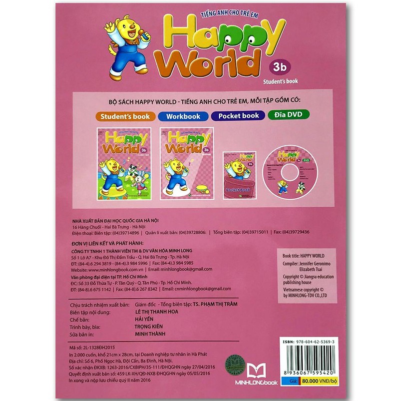 Sách - Tiếng Anh Cho Trẻ Em - Happy World - 3b (Bộ 2 quyển, 1 sổ tay, 1 đĩa DVD) | BigBuy360 - bigbuy360.vn