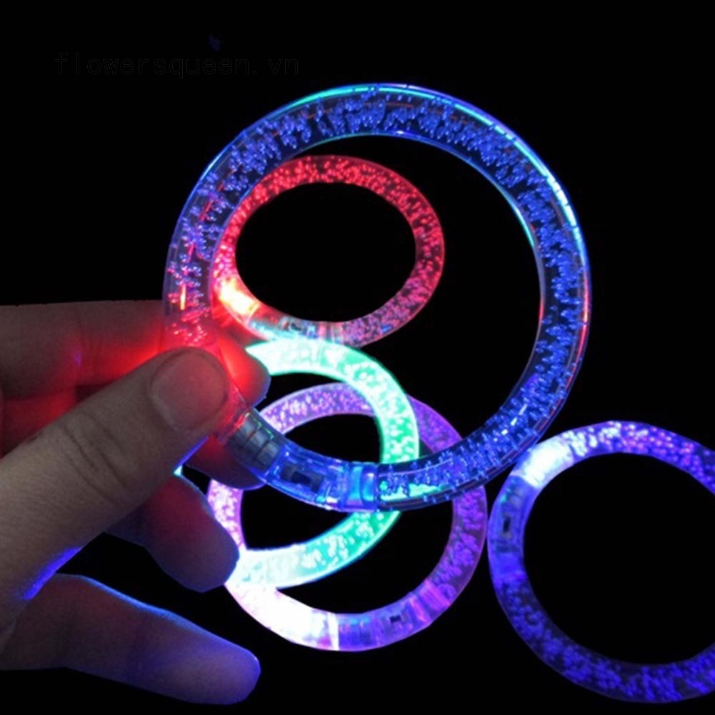 flowersqueen Vòng tay nhựa dạ quang có đèn LED phát sáng cho Halloween