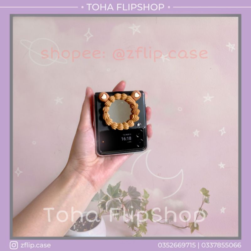Ốp điện thoại Samsung Z Flip 3 / Z Flip 4 gương hình gấu cute dễ thương (ảnh thật Z Flip3 / ZFlip3 / Z Flip4/ ZFlip4