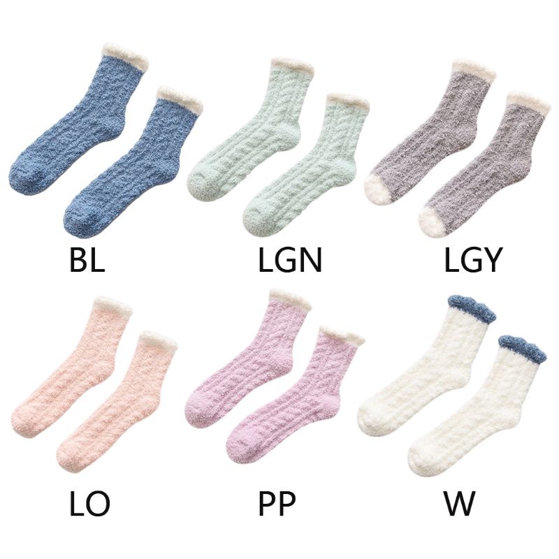 Youyo Vớ Nhung San Hô Dệt Kim Dày Dặn Màu Kẹo Trơn Nhật Bản Cho Nữ Vào Mùa Đông