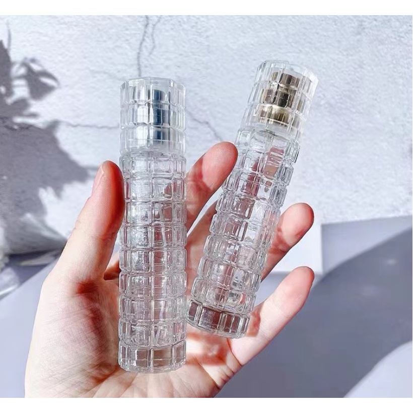 Chai lọ chiết nước hoa thủy tinh du lịch trụ tròn vân ca rô dung tích 30ml