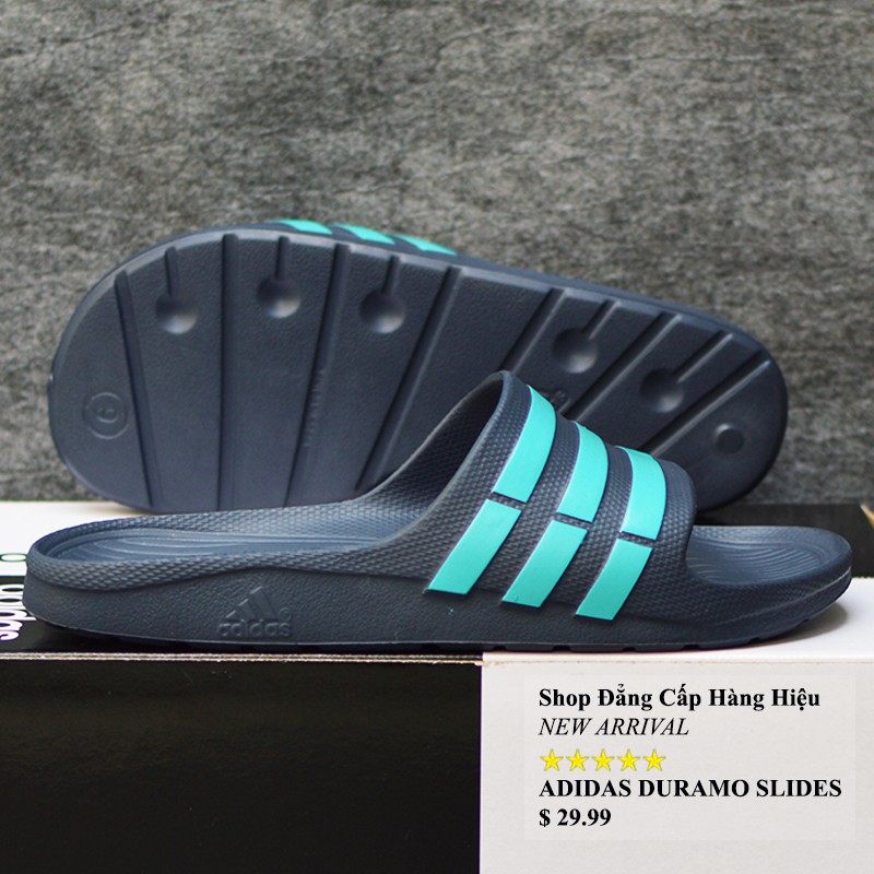 Dép Adidas Duramo chính hãng màu xanh đen sọc xanh ngọc