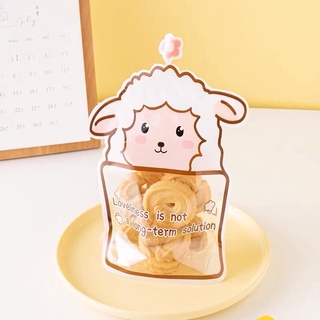 Túi Zip đựng bánh quy hoạ tiết con cừu trắng cute túi zip khoá chắc chắn