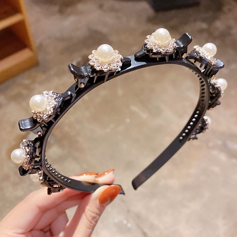 Fashion Rhinestone Braided Hair Band Sweet Girl With Bangs Fixed Head Band Hair Band Hair Accessory YUE