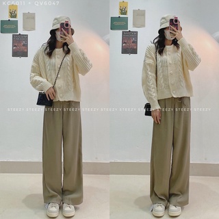 [KC6011] Áo khoác len đan vặn thừng trơn cúc bọc form vừa (Có sẵn/Ảnh thật)