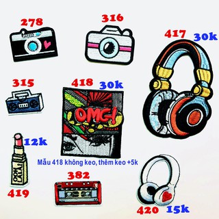 Sticker vải, patch ủi máy ảnh, headphone