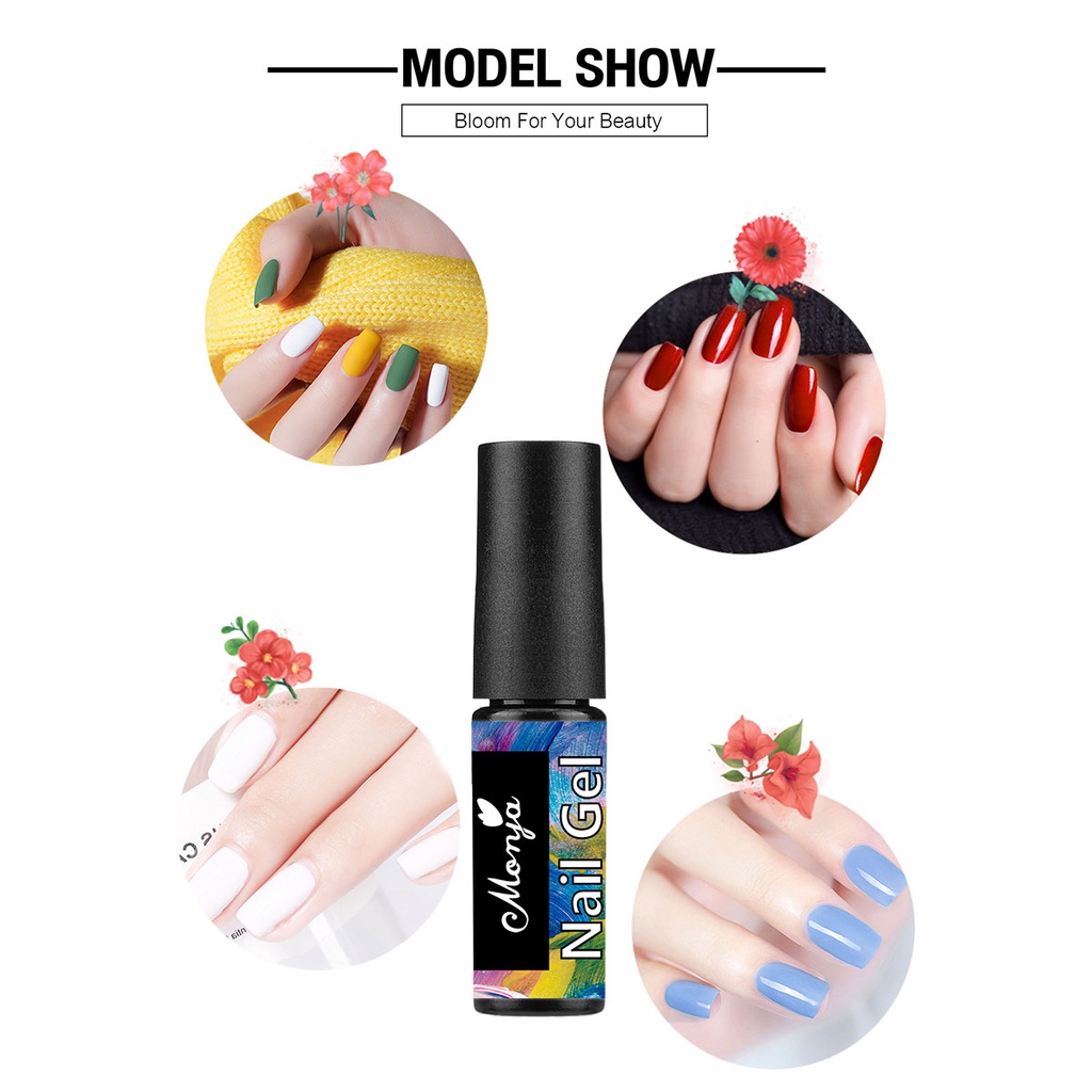Gel sơn móng tay MONJA 30 màu sắc tùy chọn trơn lấp lánh DIY 5ml dành cho làm đẹp móng
