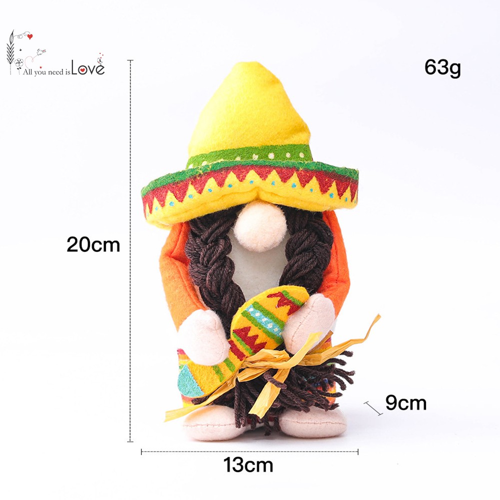 Mexican Carnival Gnome Scandinavian Dwarf Plush Doll Guitar Couple Gnome Shop Window Home Farmhouse Kitchen Decor