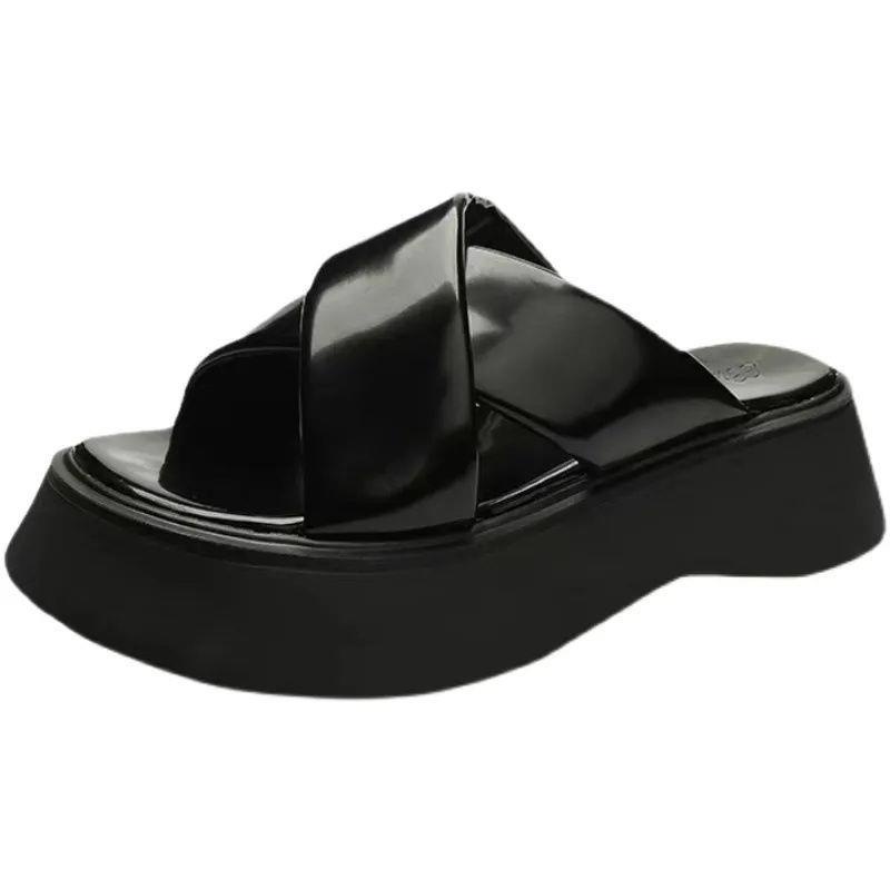 Dép sandal đế dày quai bắt chéo mẫu 2022 thời trang mùa hè dành cho nữ