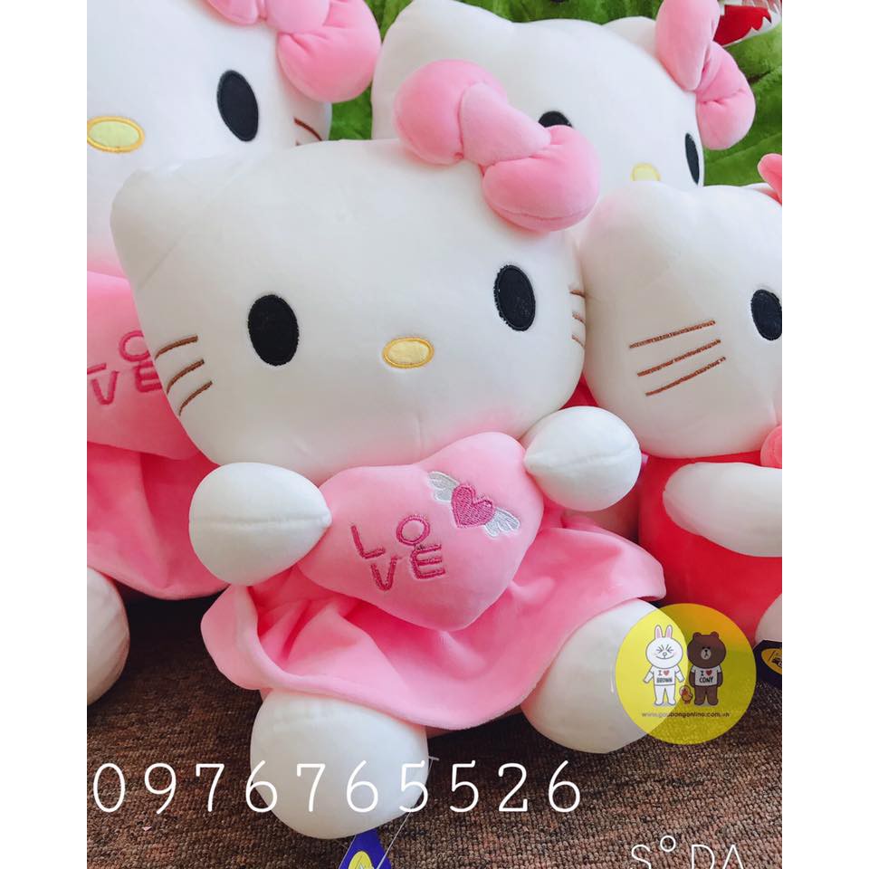 Thú nhồi bông mèo Hello Kitty váy hồng kích thước 30-40-55cm MINO
