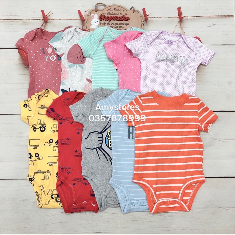 Body chip Carter chất cotton mềm thoáng thấm hút mồ hôi, bodysuit sơ sinh xuất dư cho bé