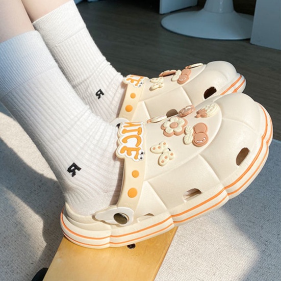 Dép Quai Ngang Đế Dày Chống Trượt Chzk HQ085 Họa Tiết Hoạt Hình Dễ Thương Cho Nữ