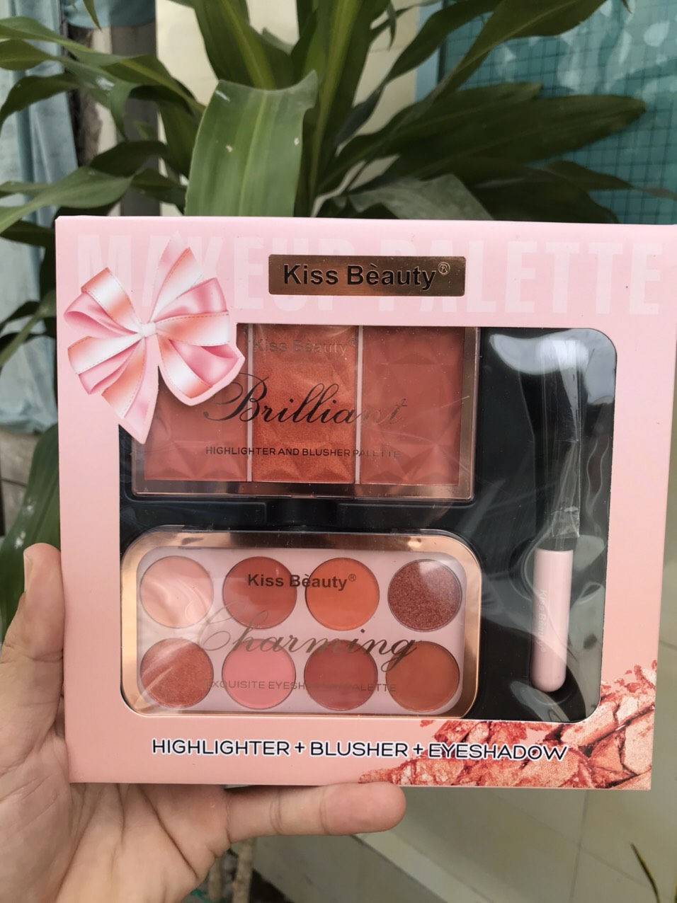 [Ảnh thật] set phấn mắt, má hồng kissbeauty kèm cọ