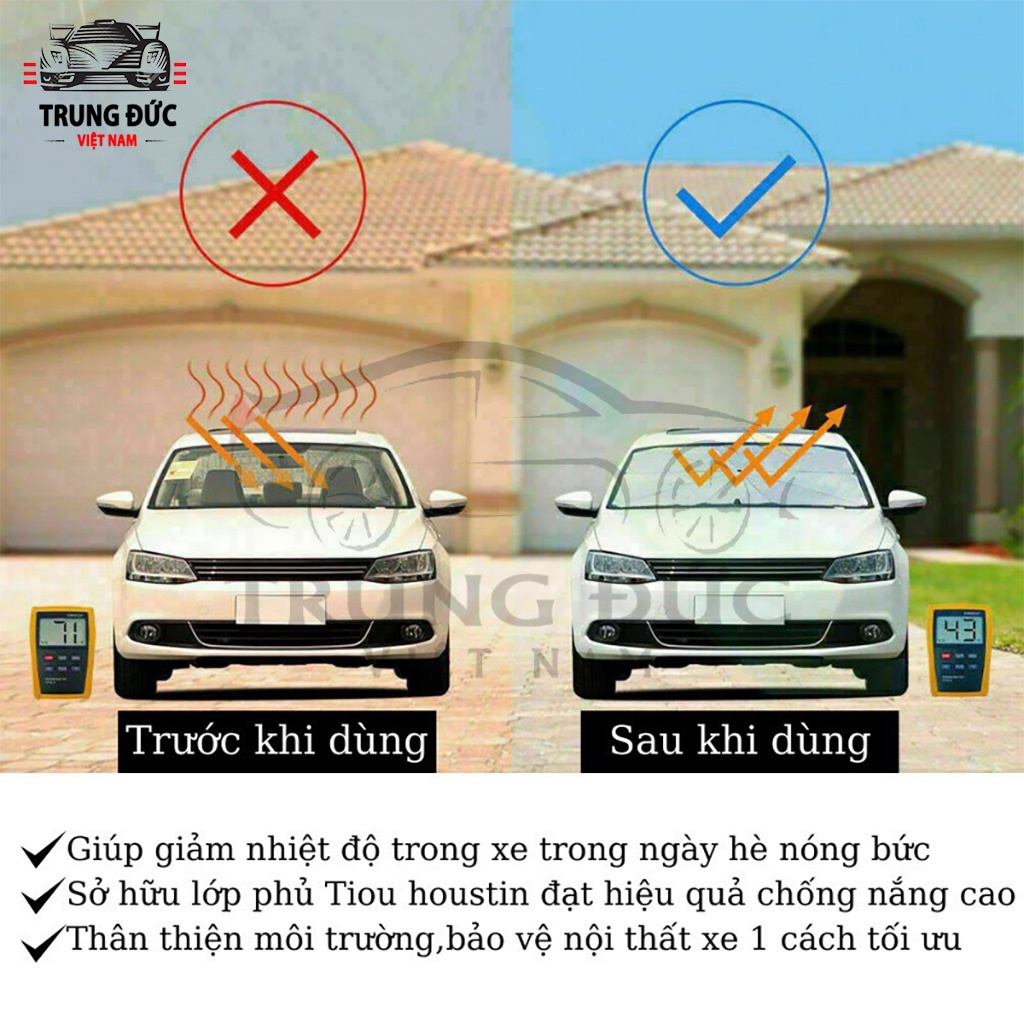 Ô che nắng kính lái ô tô TRUNGDUCVN chống nóng và bảo vệ taplo xe