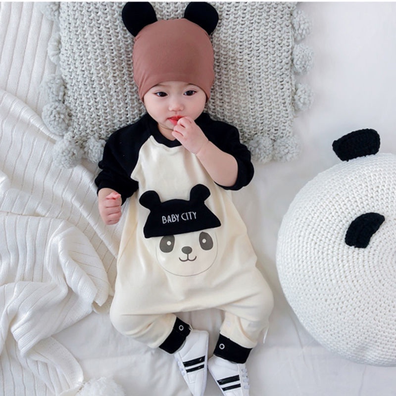 Áo liền quần dài tay hình gấu trúc cho bé sơ sinh