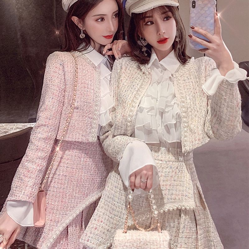 SET 3 MÓN ÁO SƠ MI+ ÁO KHOÁC + CHÂN VÁY TWEET