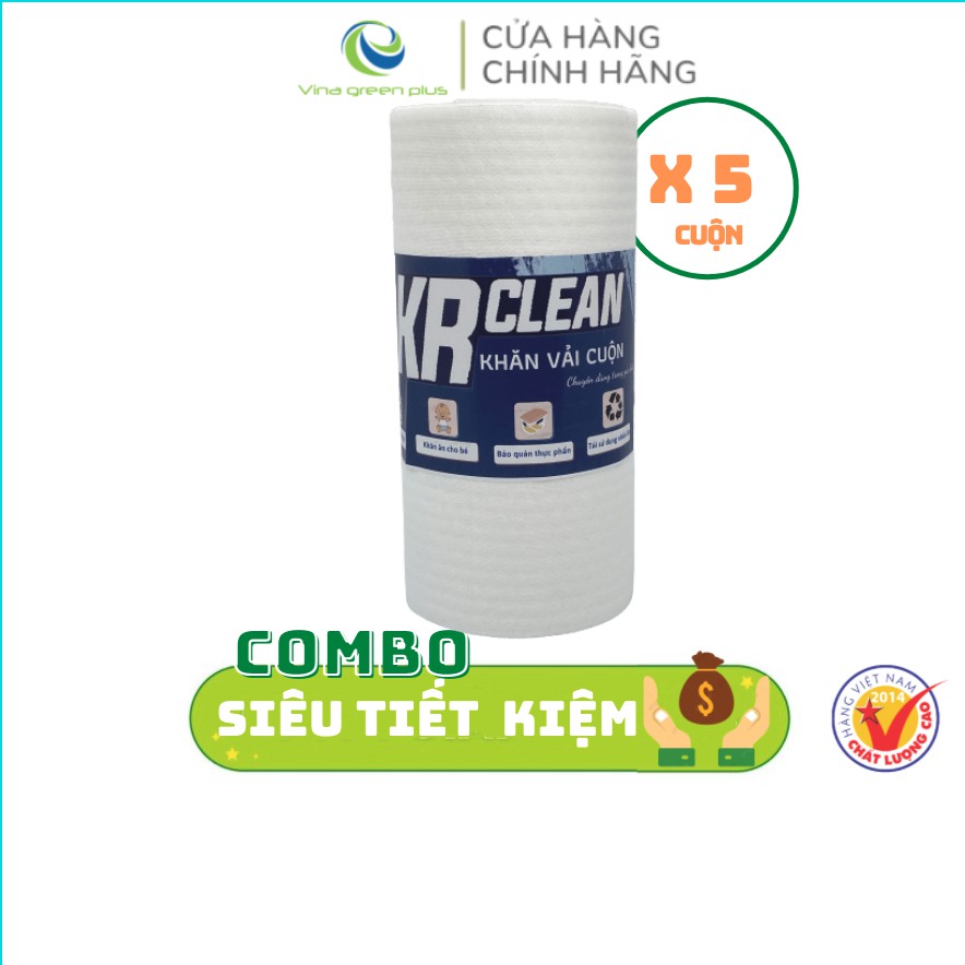 [MUA 5 TẶNG 5 ] COMBO gồm 5 cuộn giấy lau bếp KRClean Trắng loại 100 tờ- Tặng 5 cuộn Krclean 50 tờ