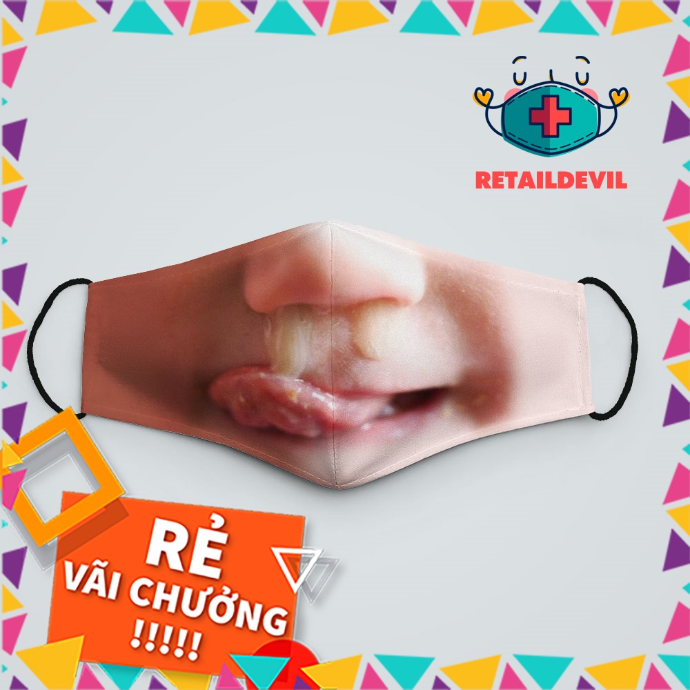 Khẩu Trang In Hình Chảy Nước Mũi_001 RetailDevil Vải Poly Cotton 100%, Ngăn Bụi, Kháng Khuẩn, Bảo Vệ Toàn Diện